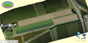 A composite image created from many overlapped photographs taken from a GPS guided UAV - the basis for a 3D MicroFarm model