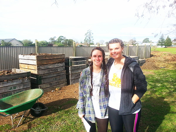 Makenzie and Rachel at the Flaxmere Community Gardens